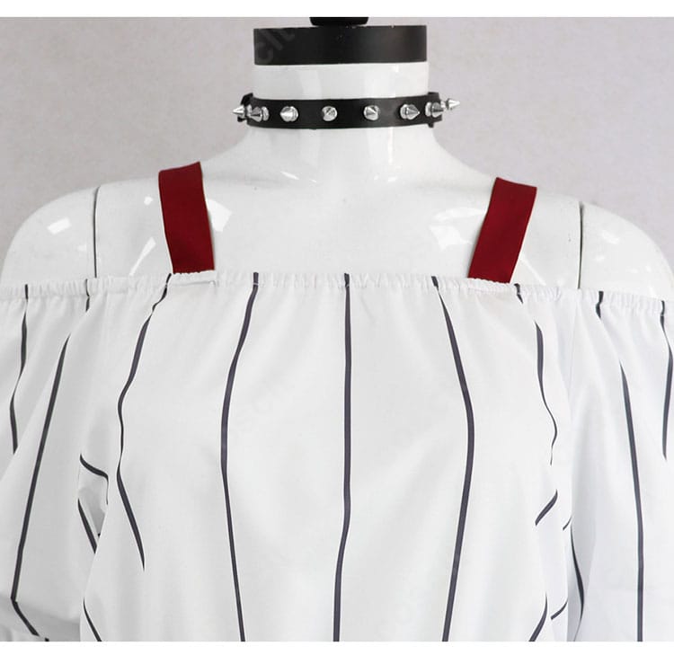 星綺羅羅コスプレの首元ディテール（チョーカーと襟元）の拡大画像