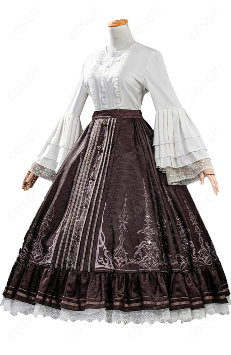 スカート装飾ディテール(フレアラインと縁取りの意匠)|恋と深空 主人公 衣装