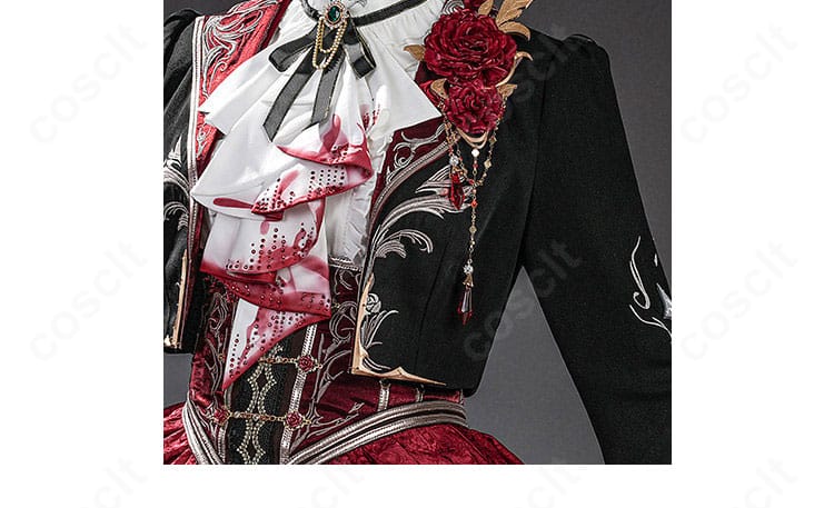 衣襟の装飾ディテール(刺繍と配色テープ)|恋と深空 主人公 コスプレ