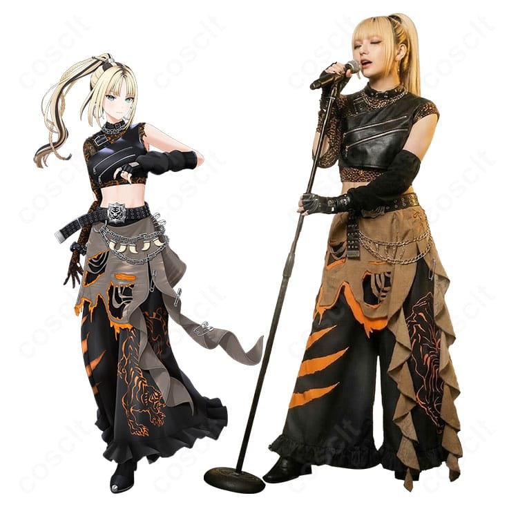 ホロライブ風VTuberステージ衣装のキャラクター着用イメージと衣装全体