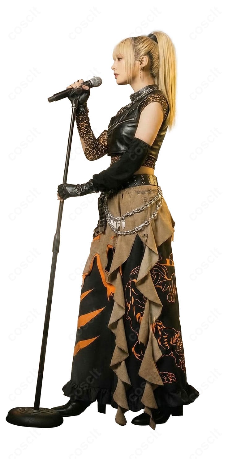 ホロライブ風VTuberステージ衣装の側面シルエット画像(ベルトと腰布の見え方)