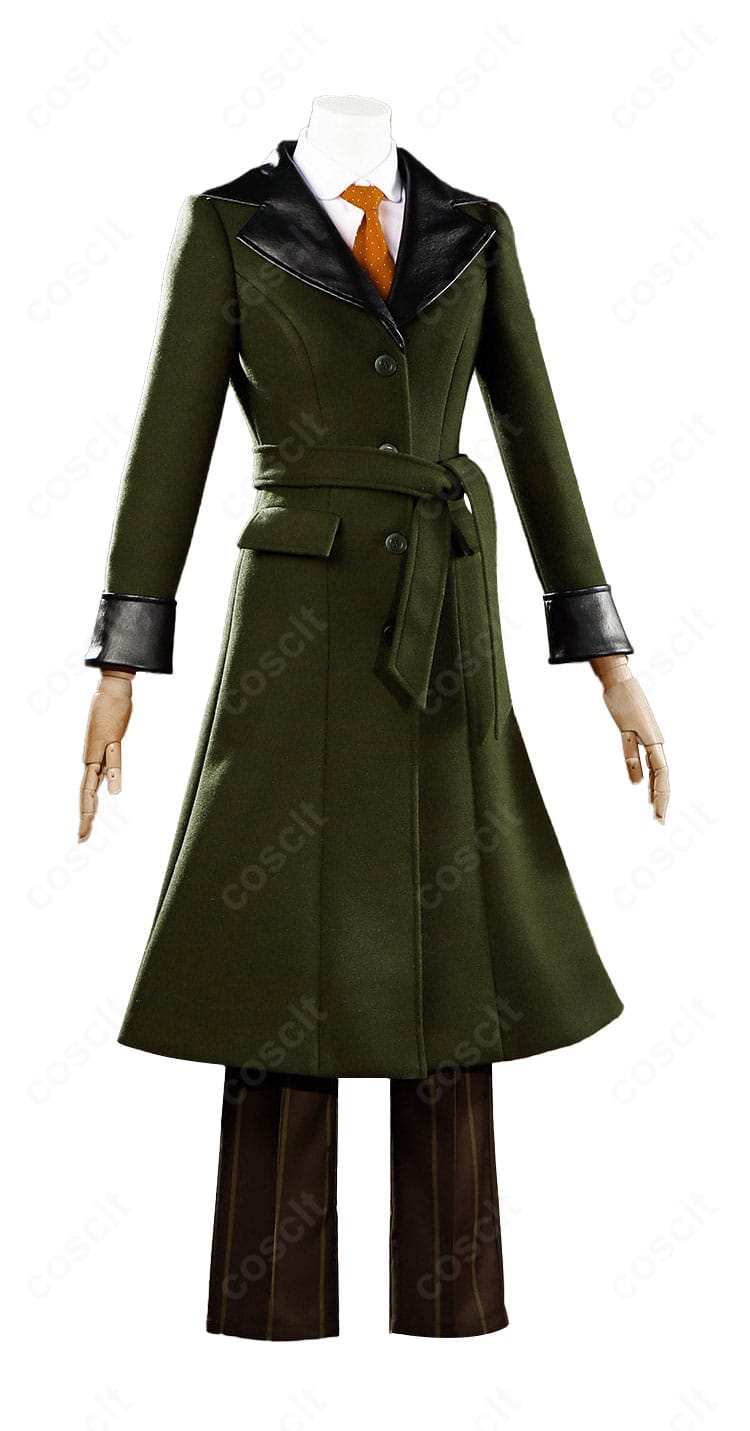 第五人格 メリー・プリニウス初期衣装の側面。ロングコートのラインと帽子のシルエットを強調。