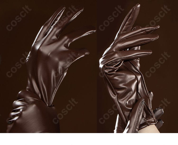 手袋の素材感と縫製の接写。指先まできれいなラインを再現。