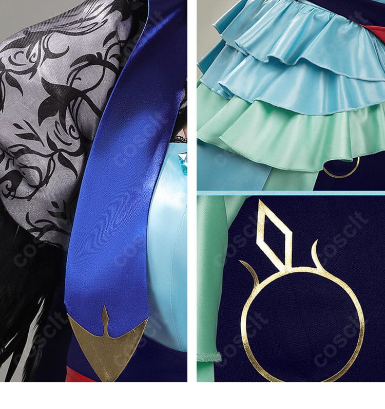 腰布とスカート風装飾の縁取り・意匠ディテール