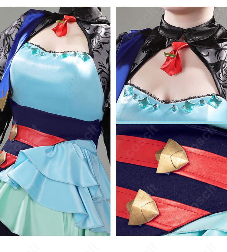 勝負服のスカーフと襟元装飾のアップ・留め具仕様