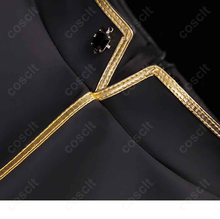 リリーバイス衣装の襟元装飾アップ。つけ襟の形状と装飾パーツの配置が明瞭