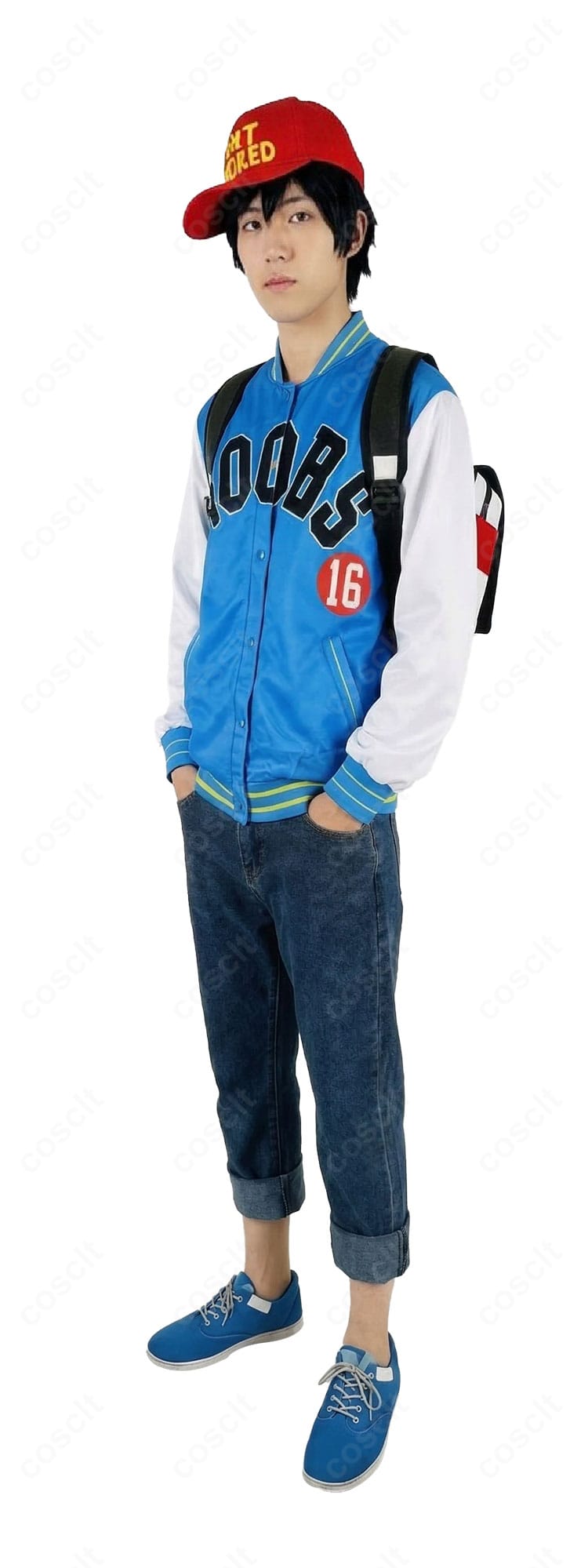 ペルソナ5 織田信也 コスプレ衣装の側面ディテール。袖リブとシルエットがわかる角度