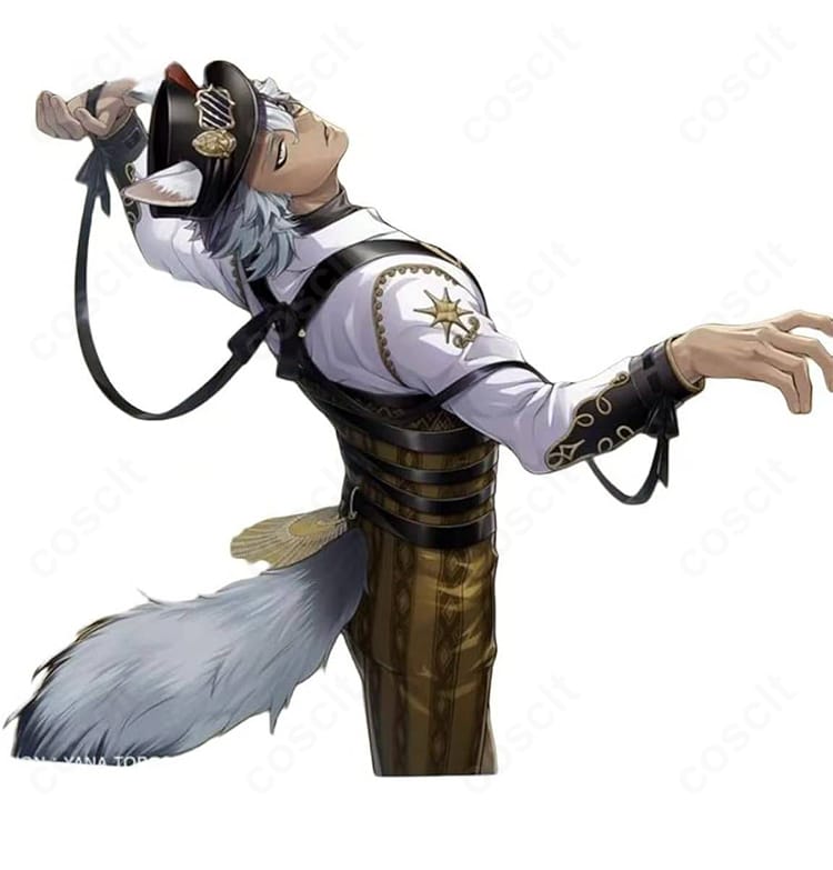 ジャック・ハウル プレイフル・ドレスの側面〜背面ディテールが分かる商品画像（シルエットと帽子の形状を強調）