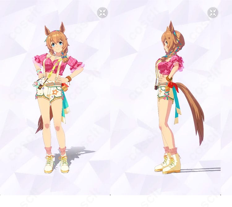 タイキシャトル Bubblegum☆Memories 勝負服の正面と左側面が分かる商品写真。高コントラスト配色と美シルエットを強調。