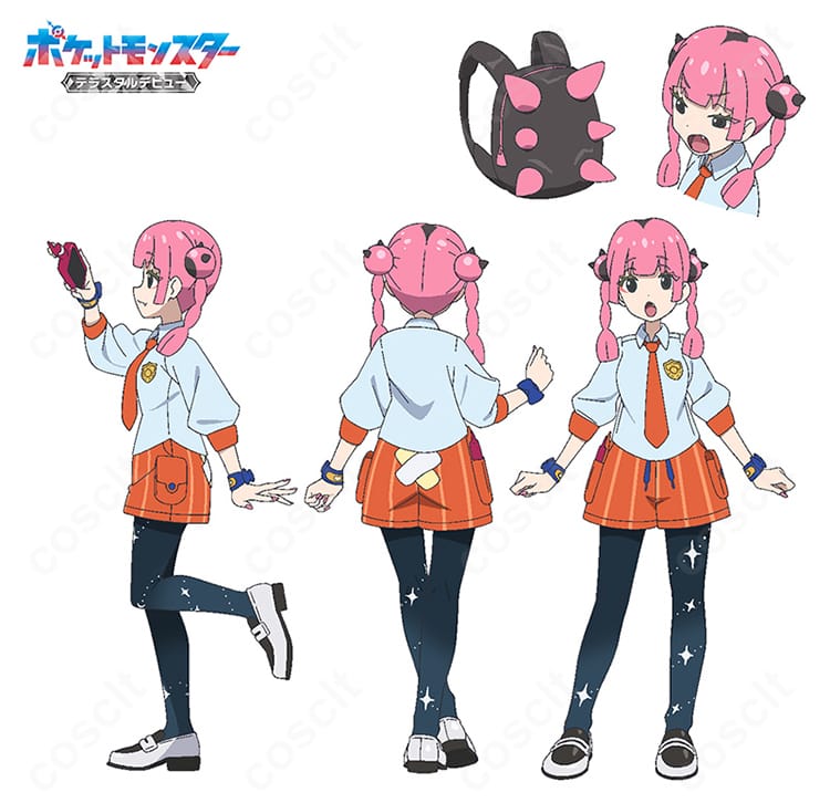 ポケットモンスターSV テラスタルデビュー 夏制服コスプレ衣装の全身とディテールが分かる画像（COSCLT製）