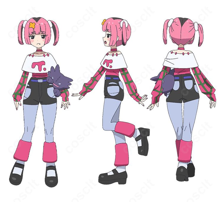 ポケットモンスター 学園系コスプレ衣装の全体シルエットと縫製ディテールがわかる商品写真(薄手で通気性の良い生地、上品なラインを強調)