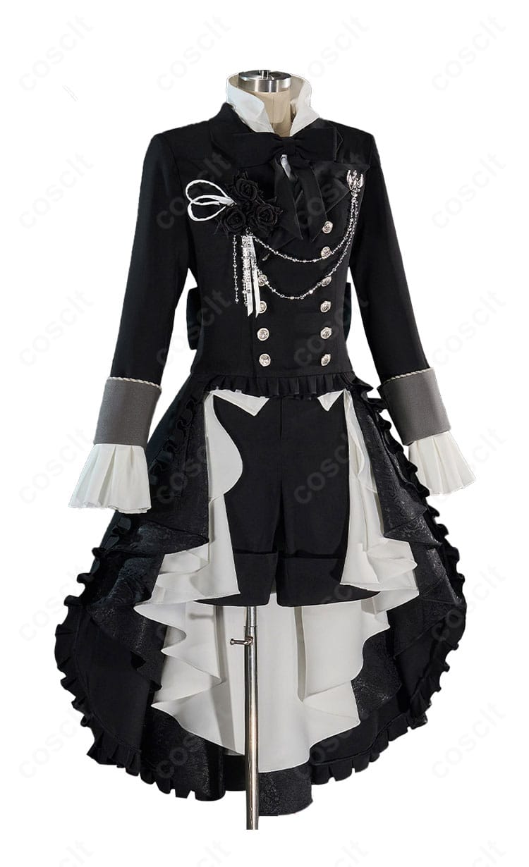 シエル扉絵衣装のコート・シャツ・ショートパンツの正面全体像。リボンと胸飾りの配置がわかるカット。