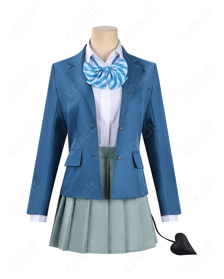 高潔カナン 学園制服コスプレのコート・シャツ・スカート正面全体。端正なシルエットと配色が確認できる