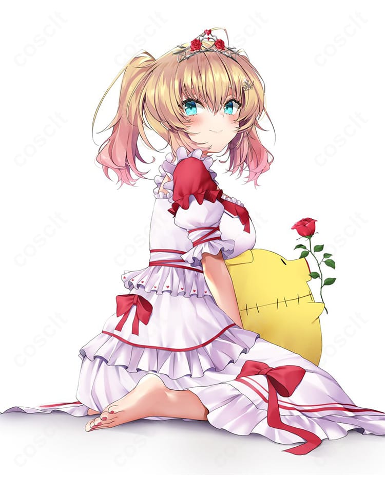 ホロライブ 赤井はあと ドレス衣装の背面ディテール。はだけにくい背面開閉と美しいラインを確認できる写真。