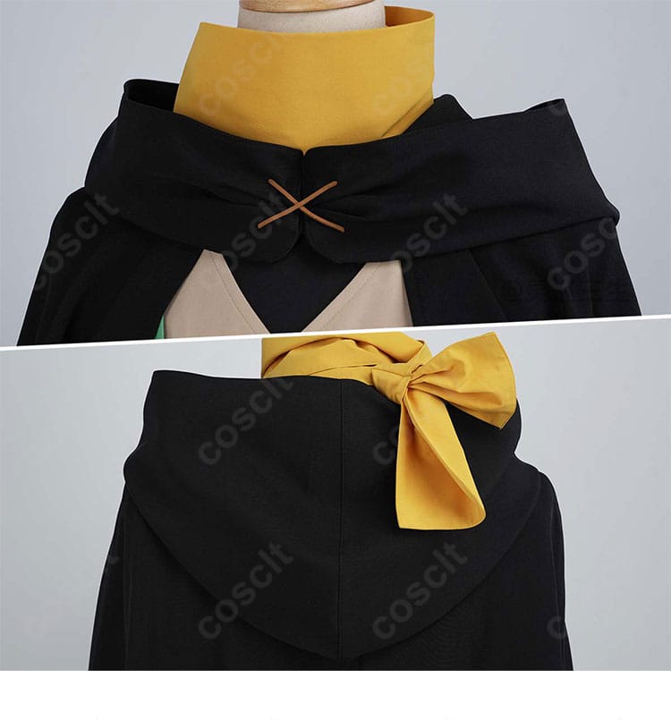 スヌードとマントの襟元ディテール。首周りの収まりと質感を拡大