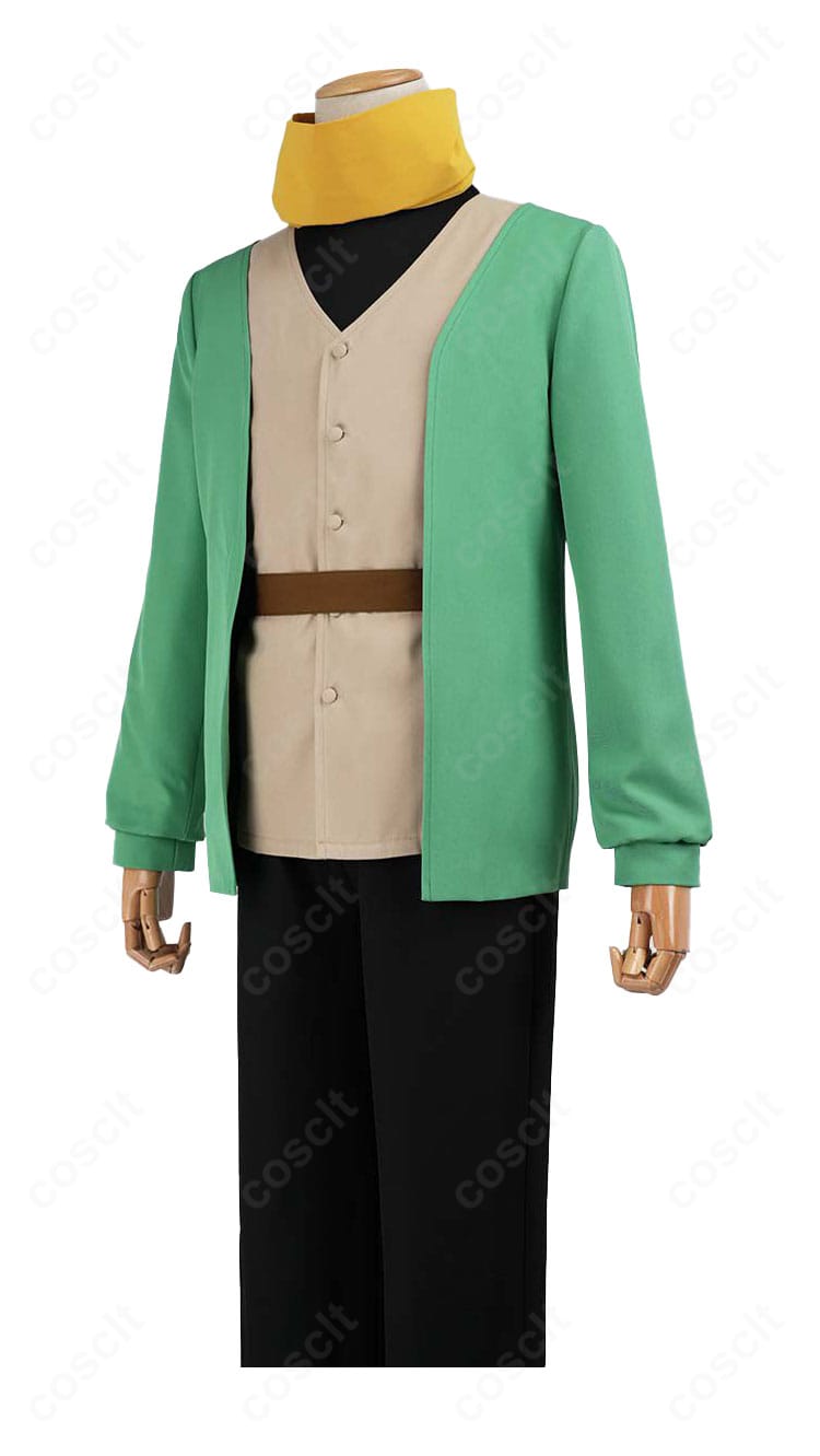 グリーンコートの前身頃ディテール。生地のハリ感と縫製ステッチをクローズアップ