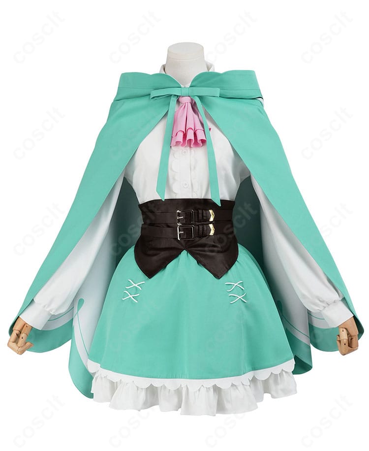 レム コスプレ衣装の正面全体画像（ケープとコルセットベルトで上品なシルエット）