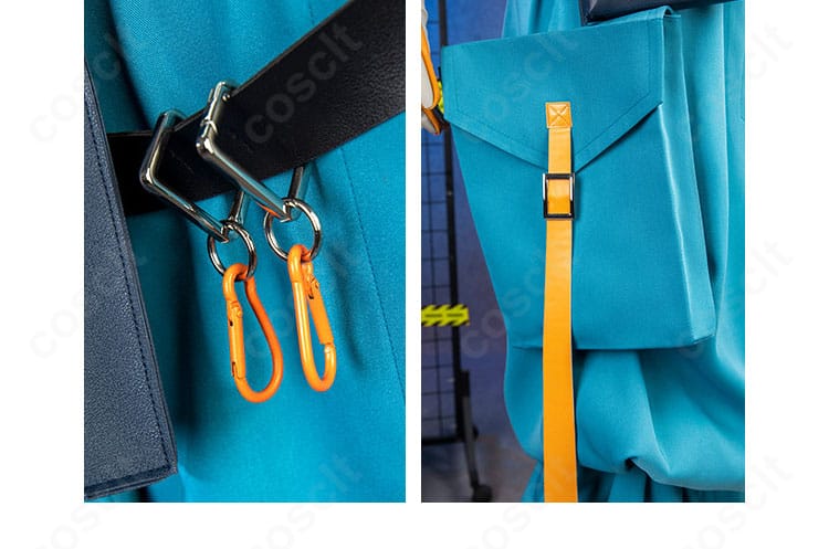 付属アクセサリーのディテール（名札、首飾り、チャーム類の質感）