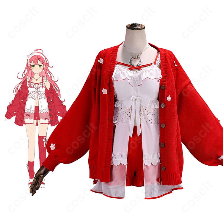 さくらみこのキャラクタービジュアルとクリスマス ルームウェア一式の参考イメージ