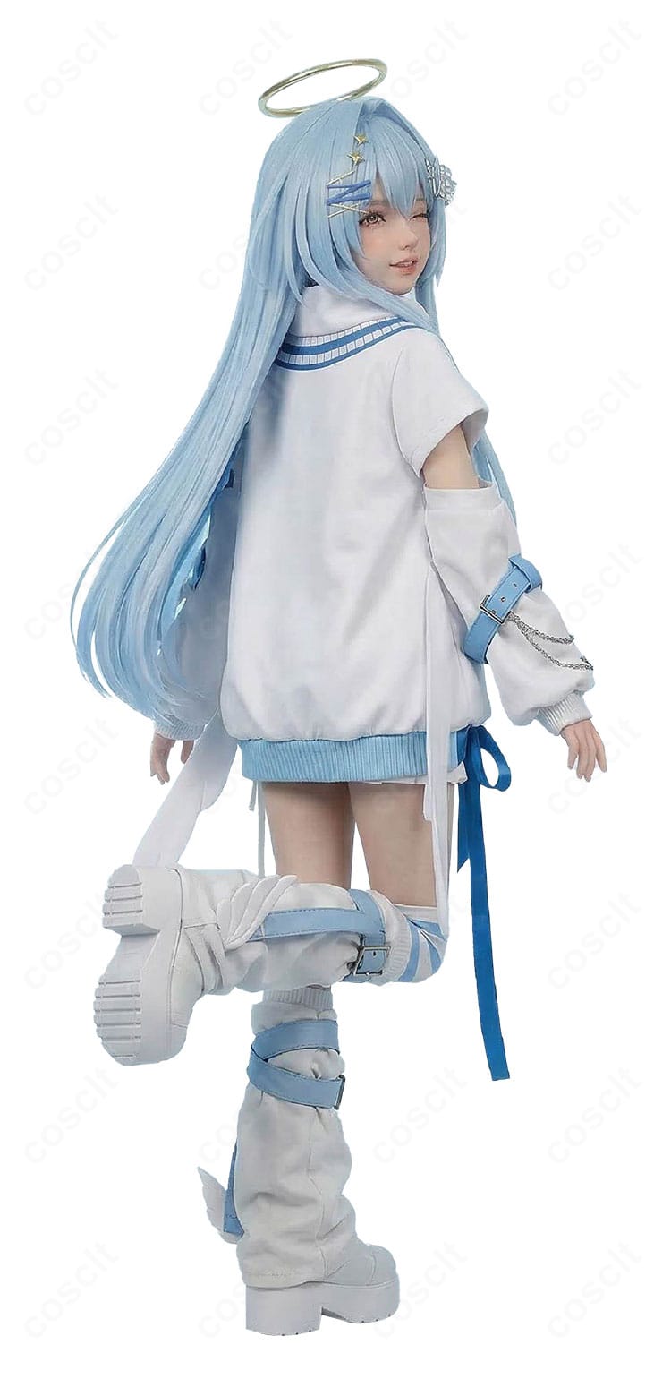 涼上エリス 初期衣装コスプレの背面全体。スカートの落ち感と背面開閉仕様が分かる画像