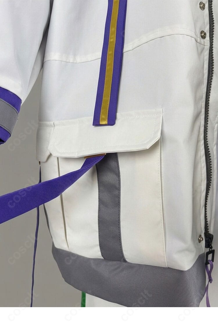 衣装ポケット周辺の装飾。フラップの形状、縁のステッチ、実用性とデザイン性のバランスが分かる画像。