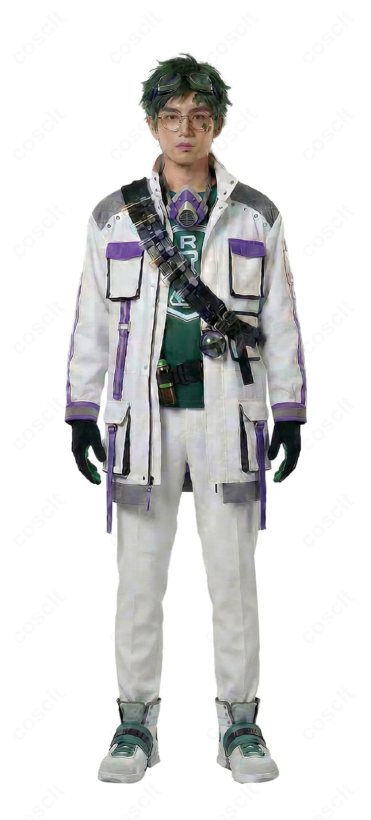 ツイステ トレイ・クローバー クラブ・ウェアの衣装一式・正面全体像。コートのシルエットと配色を確認できる画像。