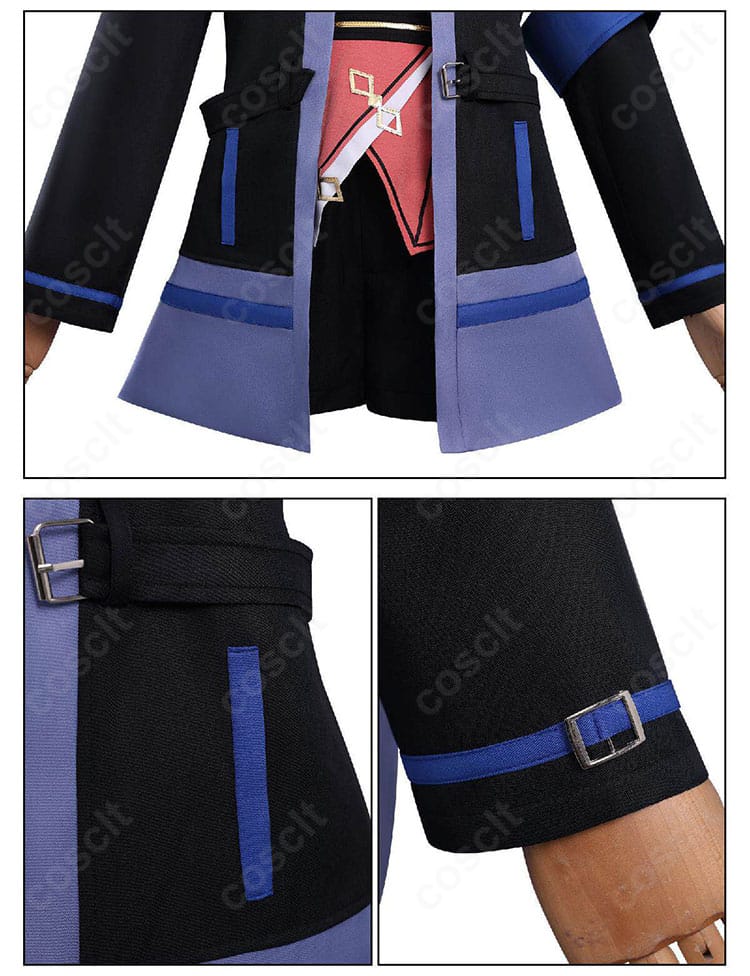 袖口の装飾とカフス形状、縫製の拡大写真