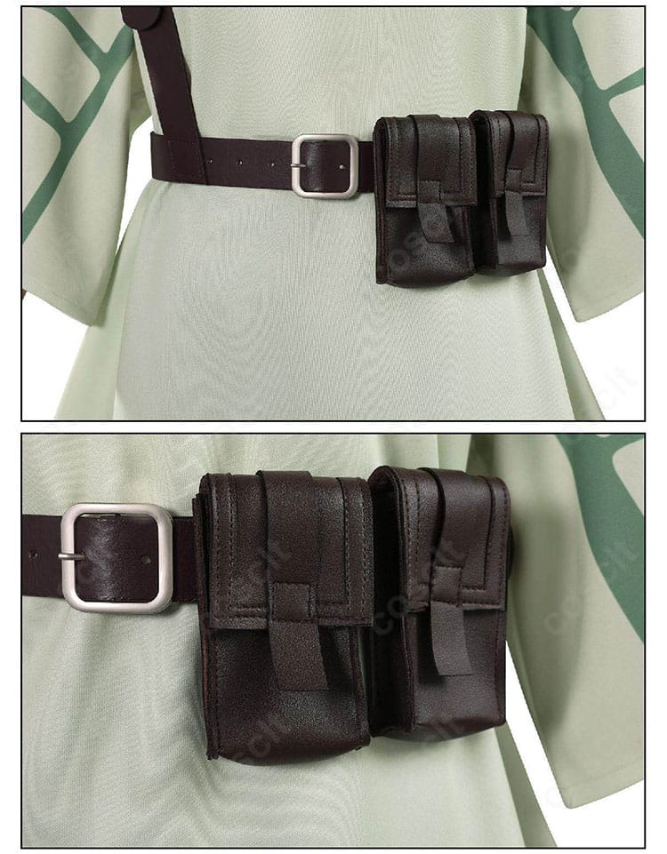 ウエストポーチとウエスト周りの装飾。実用性とデザイン性を両立したポイントを拡大。