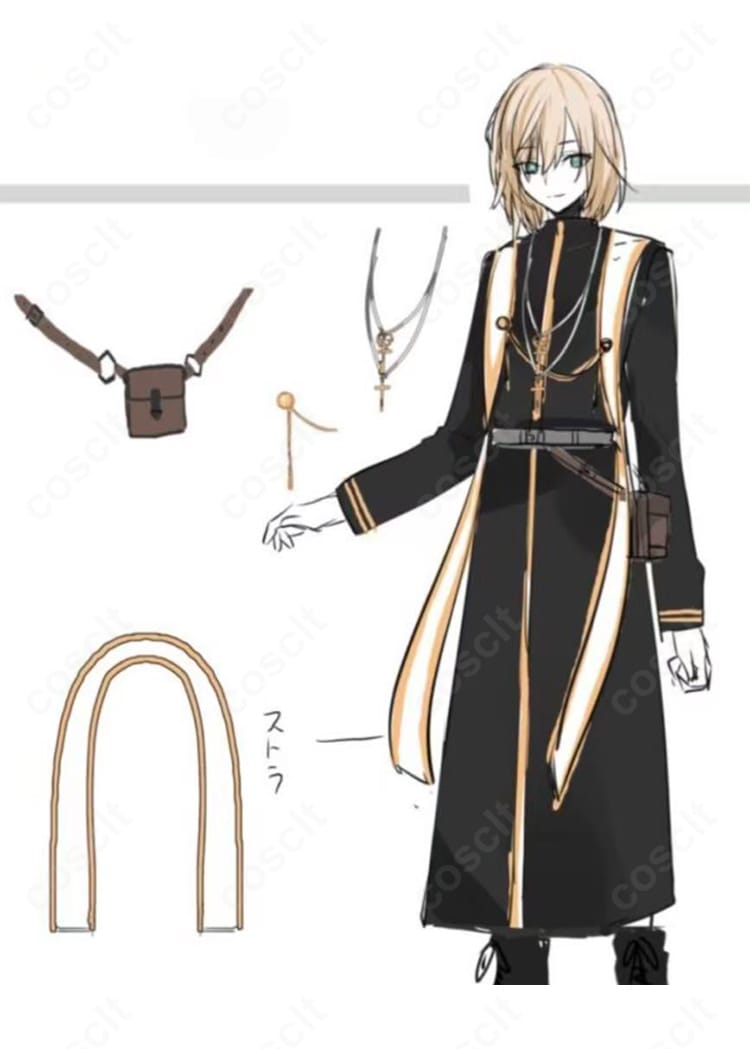 VTuberアイドル風コスプレ衣装の正面ディテール（装飾・切り替え・高発色生地の質感）