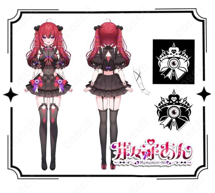 芽々守あんコスプレ衣装の正面・背面ディテール比較画像（シルエットと装飾が分かる構図）