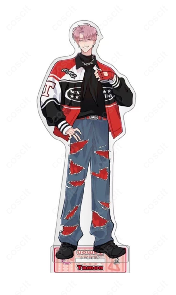 福原多聞のF/ACEアイドル衣装一式（コート・トップス・ベルト）を全身で写した商品画像。高コントラスト配色とシャープなシルエットが分かる角度。