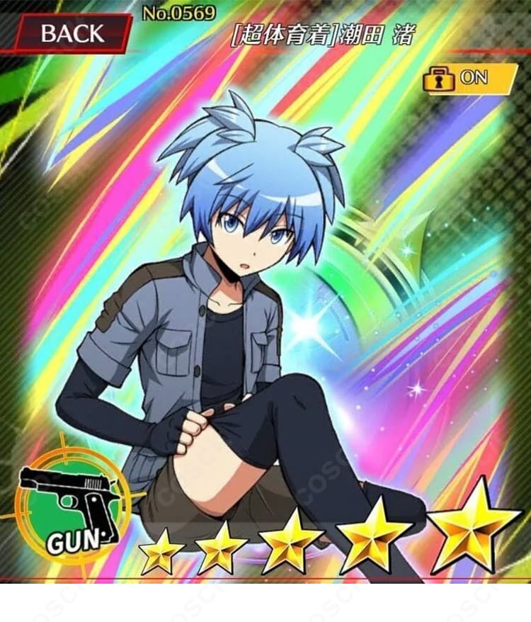 潮田渚と赤羽業を想起させるキービジュアル風カット。超体育着のクールなシルエットと配色を強調