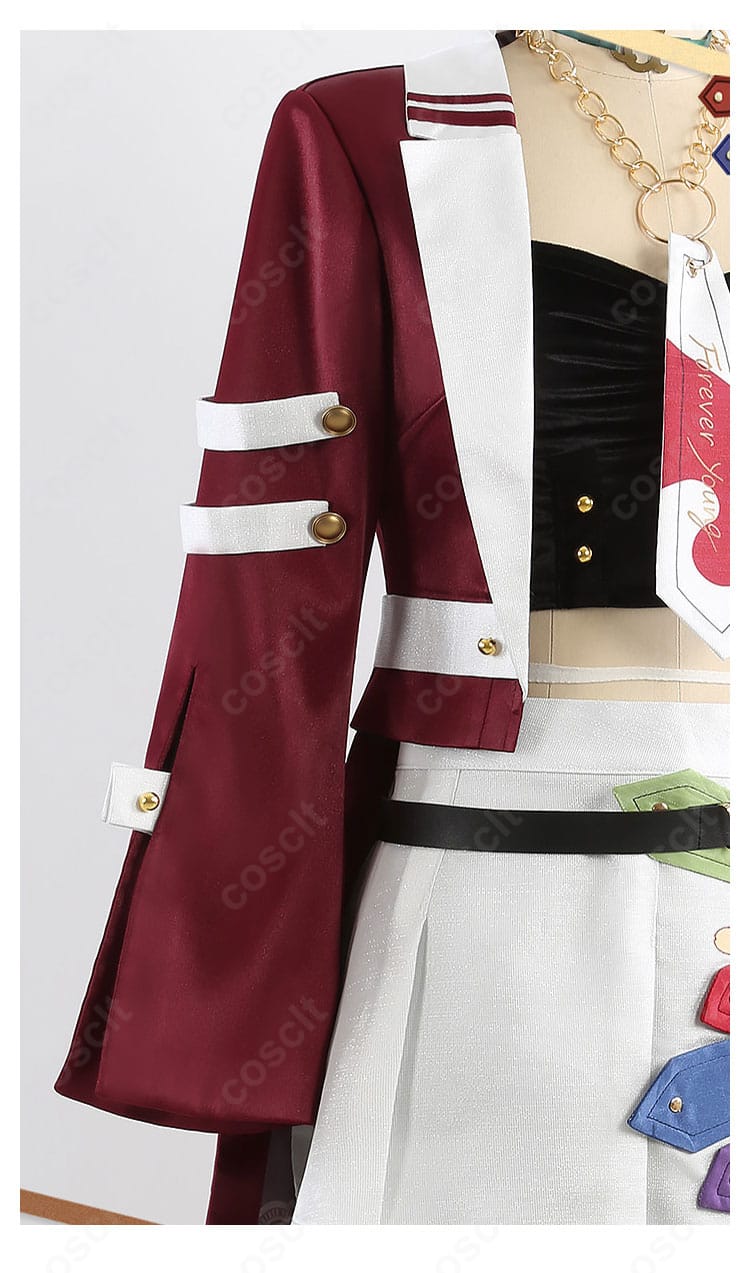 衣袖の装飾とステッチ、ボタンの質感ディテール