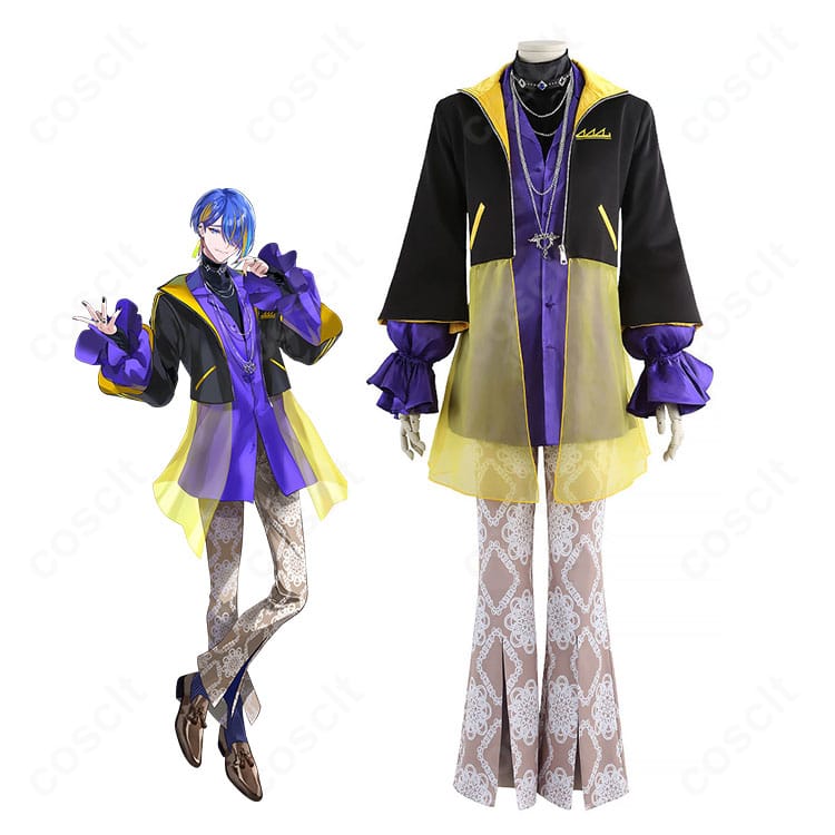 STRANGE EDEN 瑠何のコスプレ衣装を着用した全身イメージ。コートと高コントラスト配色がクールに映える。
