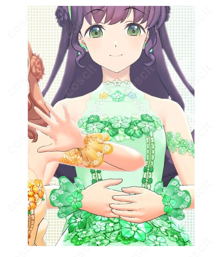 乙宗梢 三原色ステージ衣装の襟元装飾ディテール(高発色リボンと縁取り)