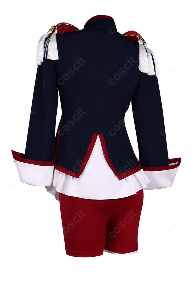 天上ウテナ 決闘用制服コスプレ衣装の背面デザインと裾の形状