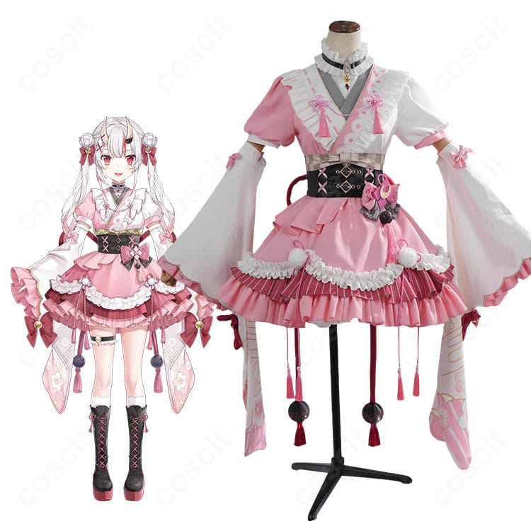 百鬼あやめ 和風メイド衣装一式を着用したキャラクターイメージ