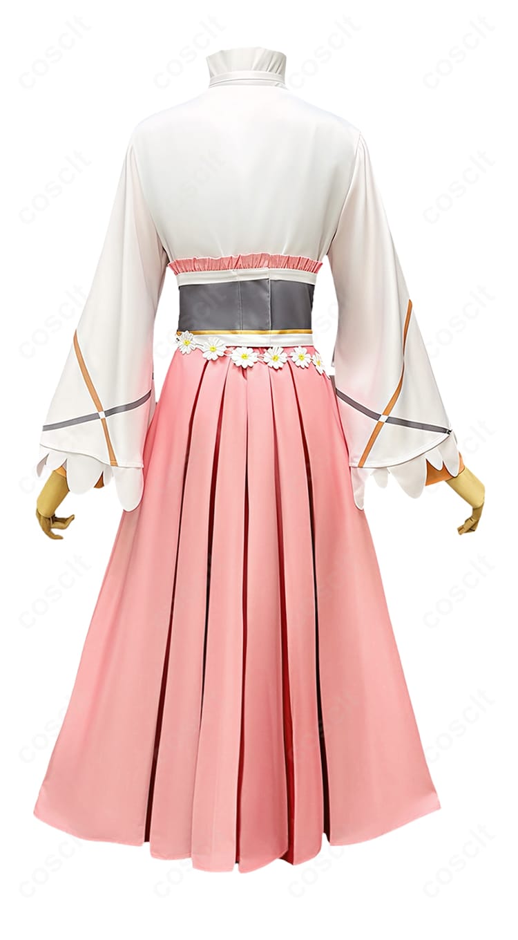 春夏秋冬代行者 春の舞 花葉雛菊コスプレ衣装の背面デザイン、腰蝶結びを配した後ろ姿