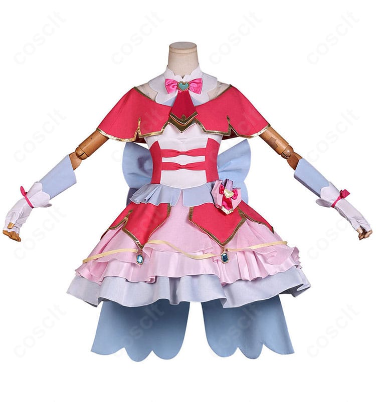 キュアミスティック変身後ドレスの正面全体像(ワンピースとスカーフの配置)