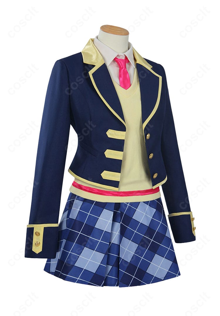 プリパラ パプリカ学園 冬制服コスプレの側面シルエット(ブレザーのハリ感とスカートのプリーツ)
