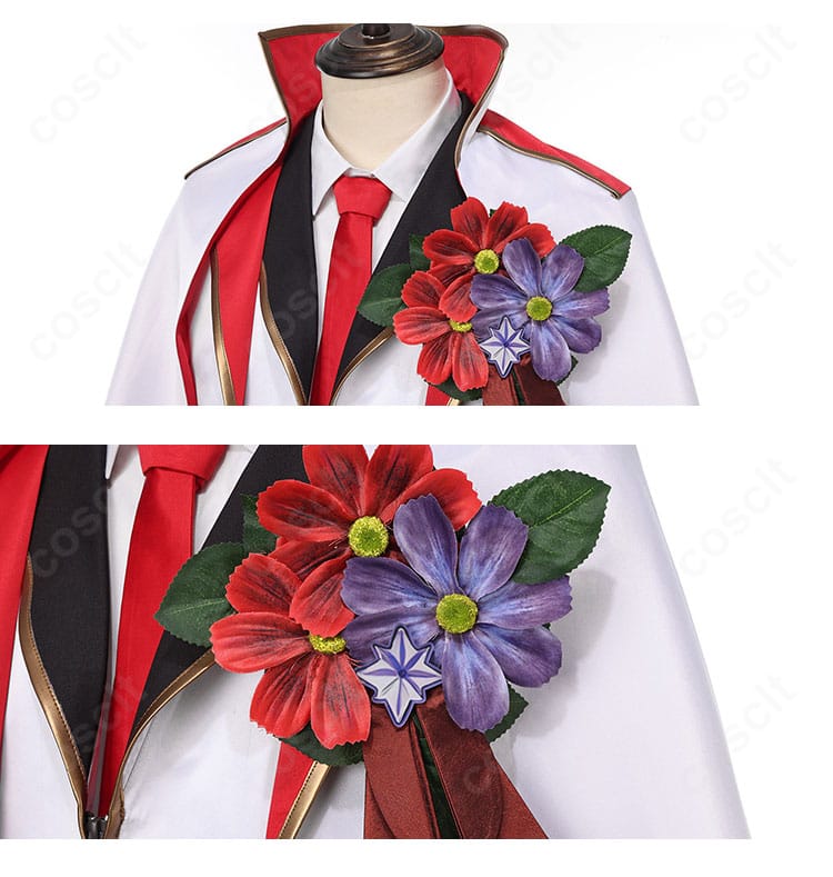胸元の花飾りアクセサリーの細部アップ