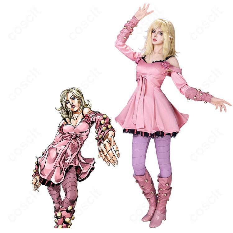 ジョジョSBR ルーシー・スティールのピンクドレス衣装を着用したキャラクター全身イメージ