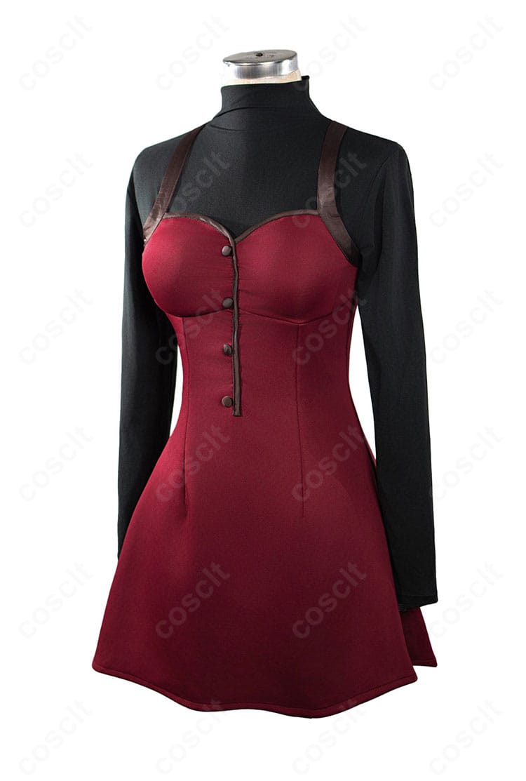 蒼崎青子コスプレ衣装の側面シルエット。ウエストラインの立体裁断とスカートの自然な広がりを強調。