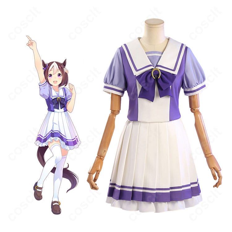 ウマ娘 プリティーダービー トレセン学園・夏服コスプレ一式を着用した人物の全身イメージ