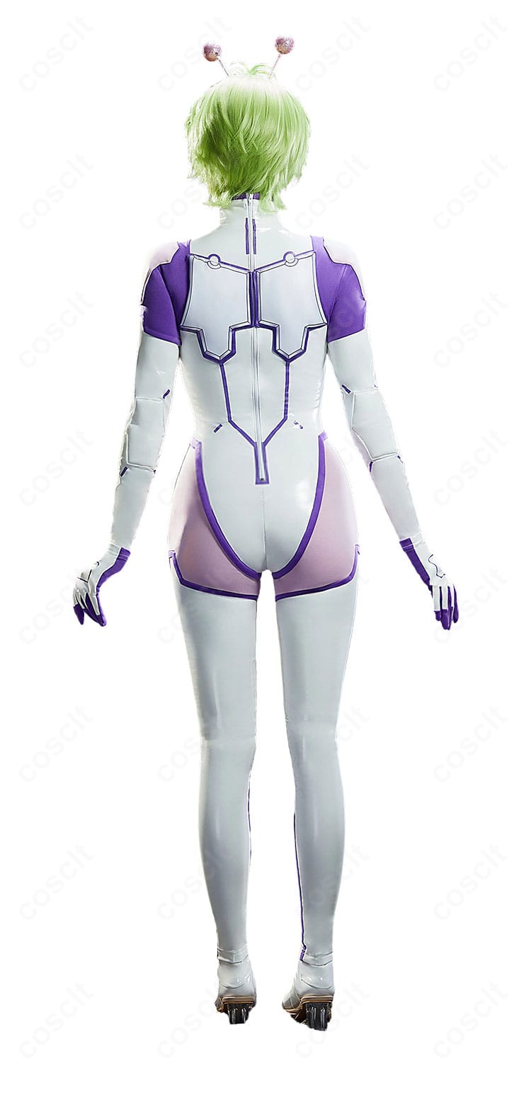 バモラ戦闘服ボディスーツの背面着用例（背面ファスナーとシルエット）