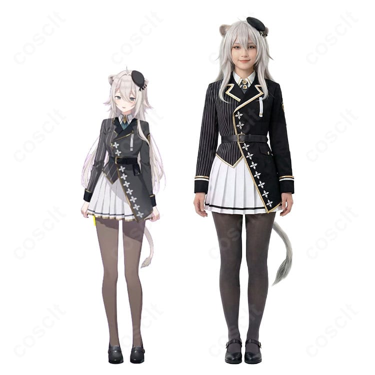 獅白ぼたん 新衣装 制服Verのフルセット着用イメージ（全身・学園テイスト）