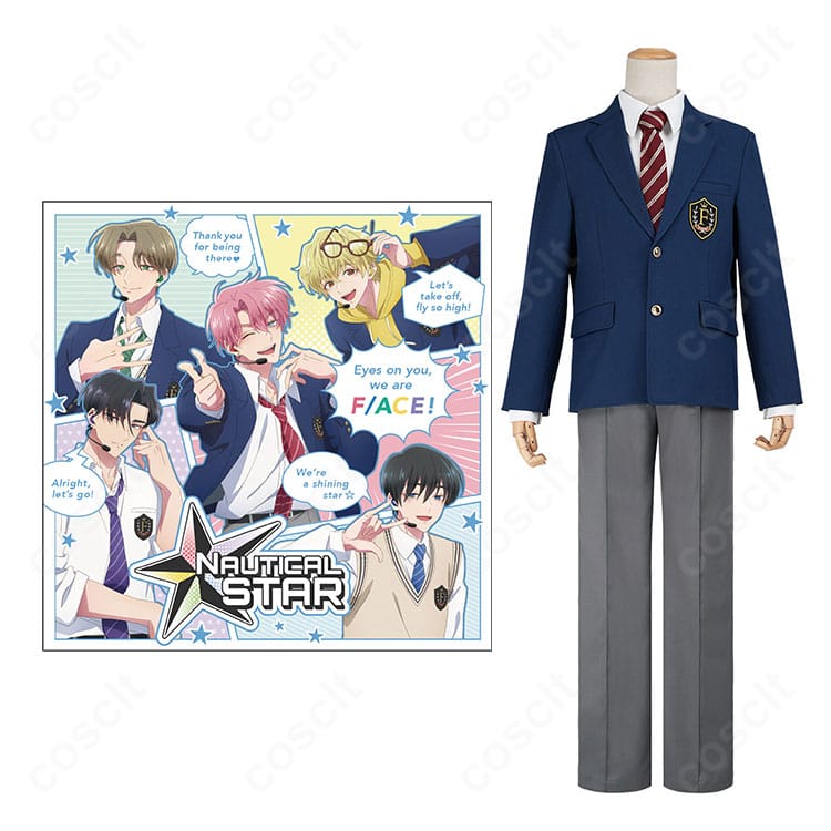 福原多聞 制服Ver. コスプレ一式を着用した全身イメージ。端正な学園スタイルで作品雰囲気を再現。