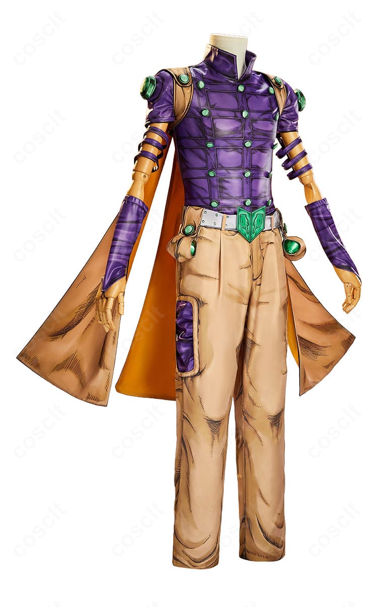 ジャイロ・ツェペリ コスプレ衣装の側面シルエット（マントの落ち感とライン）