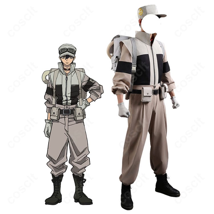 ガチアクタ 掃除屋サポーター制服コスプレ一式(グリス/フォロ/トウム対応)の全身イメージ
