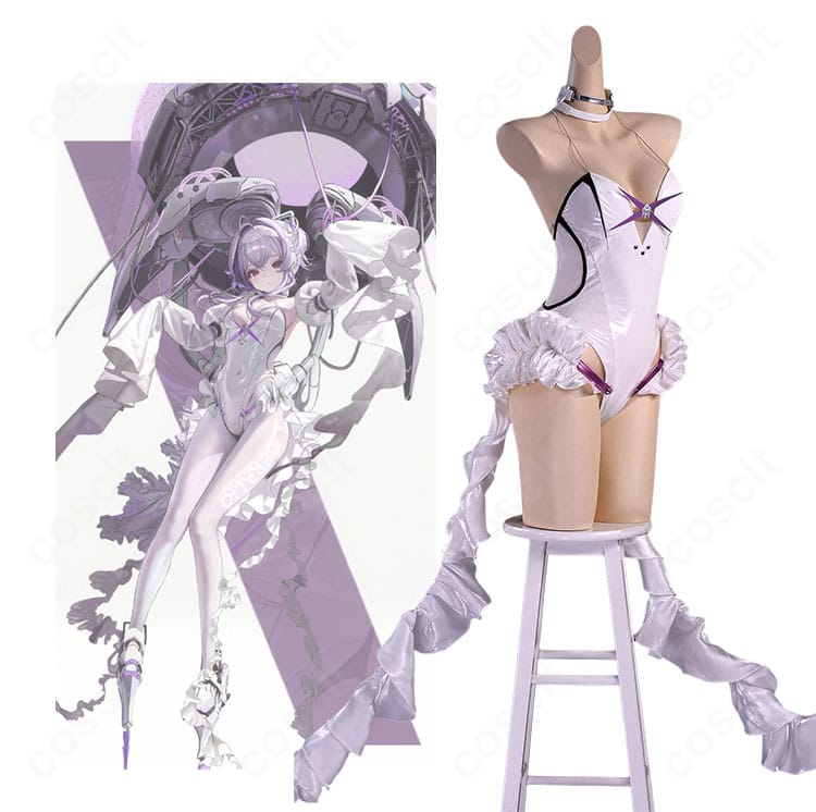勝利の女神：NIKKE ヘレティック系レオタード風コスプレ衣装を着用した人物ビジュアル